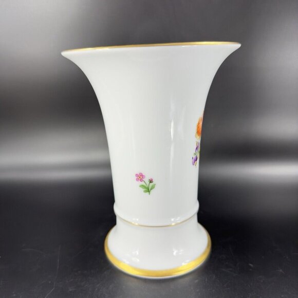 1975 Hochst German Vase Multicolor Flowers with Gold Trim Germany Porcelain Vtg - Picture 14 of 16